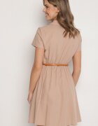 unigirl Rochie Cămașă Bej închis din bumbac Cu curea Wenilise