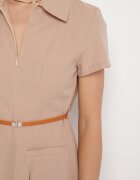 unigirl Rochie Cămașă Bej închis din bumbac Cu curea Wenilise