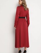 unigirl Rochie cămașă bordo din satin decorată cu o curea și imitații de buzunare Vamilea