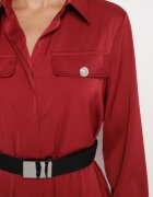 unigirl Rochie cămașă bordo din satin decorată cu o curea și imitații de buzunare Vamilea