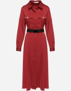 unigirl Rochie cămașă bordo din satin decorată cu o curea și imitații de buzunare Vamilea