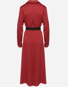 unigirl Rochie cămașă bordo din satin decorată cu o curea și imitații de buzunare Vamilea