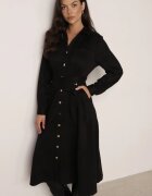 unigirl Rochie cămașă clasică din imitație de piele întoarsă Simmeria Neagră