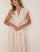 unigirl Rochie cămașă de vară cu tip cravată la talie bogată în vâscoză Sopisea Bej
