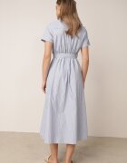 unigirl Rochie-cămașă din bumbac decorată cu dungi din material textil și cataramă Kassila Albastru deschis