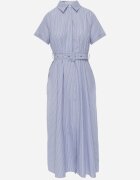 unigirl Rochie-cămașă din bumbac decorată cu dungi din material textil și cataramă Kassila Albastru deschis