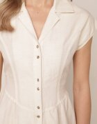 unigirl Rochie-cămașă din vâscoză evazată cu tip cravată Pellesea Bej