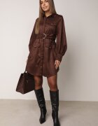 unigirl Rochie-cămașă în stil utility cu textură de piele întoarsă Nirette Maro