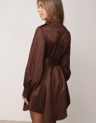 unigirl Rochie-cămașă în stil utility cu textură de piele întoarsă Nirette Maro