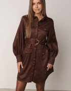 unigirl Rochie-cămașă în stil utility cu textură de piele întoarsă Nirette Maro