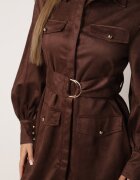 unigirl Rochie-cămașă în stil utility cu textură de piele întoarsă Nirette Maro