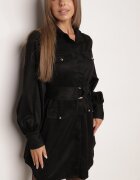 unigirl Rochie-cămașă în stil utility cu textură de piele întoarsă Nirette Neagră