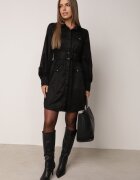 unigirl Rochie-cămașă în stil utility cu textură de piele întoarsă Nirette Neagră