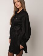 unigirl Rochie-cămașă în stil utility cu textură de piele întoarsă Nirette Neagră