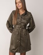 unigirl Rochie-cămașă în stil utility cu textură de piele întoarsă Nirette Verde închis