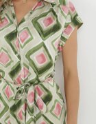 unigirl Rochie cămașă Midi Verde cu model geometric și curea din material Eugenania