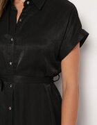 unigirl Rochie-cămașă Neagră cu nasturi cu șliț cu cordon din material Nestari