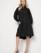 unigirl Rochie cămașă neagră din bumbac cu croi evazat Olenias