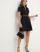 unigirl Rochie cămașă Neagră Din bumbac cu o curelușă Wenilise