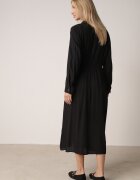 unigirl Rochie Cămașă Neagră din Vâscoză cu încrețituri și nasture în talie Lennatha