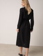 unigirl Rochie Cămașă Neagră din Viscoză cu Cordon Legat