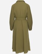 unigirl Rochie Cămașă Verde cu Croială Cloș cu Cordon din Material Nerisela