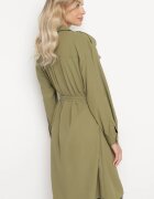 unigirl Rochie cămașă verde cu nasturi decorativi și curea legată Alttia