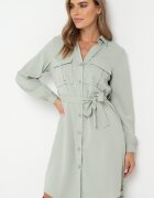 unigirl Rochie cămașă verde deschis de bumbac Aravia