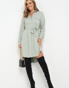 unigirl Rochie cămașă verde deschis de bumbac Aravia