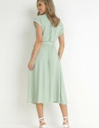 unigirl Rochie cămașă Verde deschis Legată în talie cu mâneci scurte Clairana
