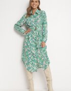 unigirl Rochie cămașă verde Midi cu curea elastică cu imprimeu abstract Demoni