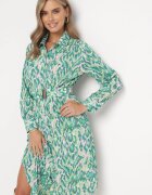 unigirl Rochie cămașă verde Midi cu curea elastică cu imprimeu abstract Demoni
