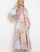 unigirl Rochie Cloș Albastru-Violet Cu nasturi Decorată cu elastic încrețit Soraffe