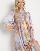 unigirl Rochie Cloș Albastru-Violet Cu nasturi Decorată cu elastic încrețit Soraffe