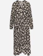 unigirl Rochie Czarno-Albă cu Model Ornamental cu Fason Cămașă Venleia