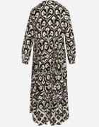unigirl Rochie Czarno-Albă cu Model Ornamental cu Fason Cămașă Venleia