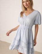 unigirl Rochie de vară din viscoză croi evazat cu mâneci bufante Aikede Albastru deschis