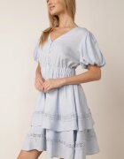 unigirl Rochie de vară din viscoză croi evazat cu mâneci bufante Aikede Albastru deschis