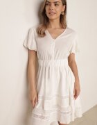 unigirl Rochie de vară din viscoză croi evazat cu mâneci bufante Aikede Bej