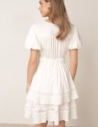 unigirl Rochie de vară din viscoză croi evazat cu mâneci bufante Aikede Bej