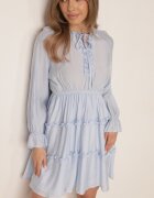 unigirl Rochie de vară din viscoză în stil Boho cu volănașe și tip cravată Barpea Albastru deschis
