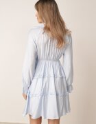unigirl Rochie de vară din viscoză în stil Boho cu volănașe și tip cravată Barpea Albastru deschis