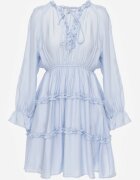 unigirl Rochie de vară din viscoză în stil Boho cu volănașe și tip cravată Barpea Albastru deschis