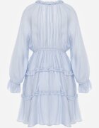 unigirl Rochie de vară din viscoză în stil Boho cu volănașe și tip cravată Barpea Albastru deschis