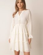 unigirl Rochie de vară din viscoză în stil Boho cu volănașe și tip cravată Barpea Bej