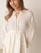 unigirl Rochie de vară din viscoză în stil Boho cu volănașe și tip cravată Barpea Bej