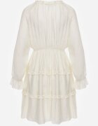 unigirl Rochie de vară din viscoză în stil Boho cu volănașe și tip cravată Barpea Bej