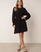 unigirl Rochie de vară din viscoză în stil Boho cu volănașe și tip cravată Barpea Neagră