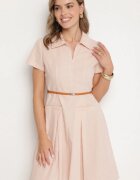 unigirl Rochie din bumbac tip cămașă Roz cu cordon Wenilise