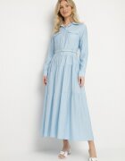 unigirl Rochie din vâscoză albastră decorată cu centură și nasturi Ronitte